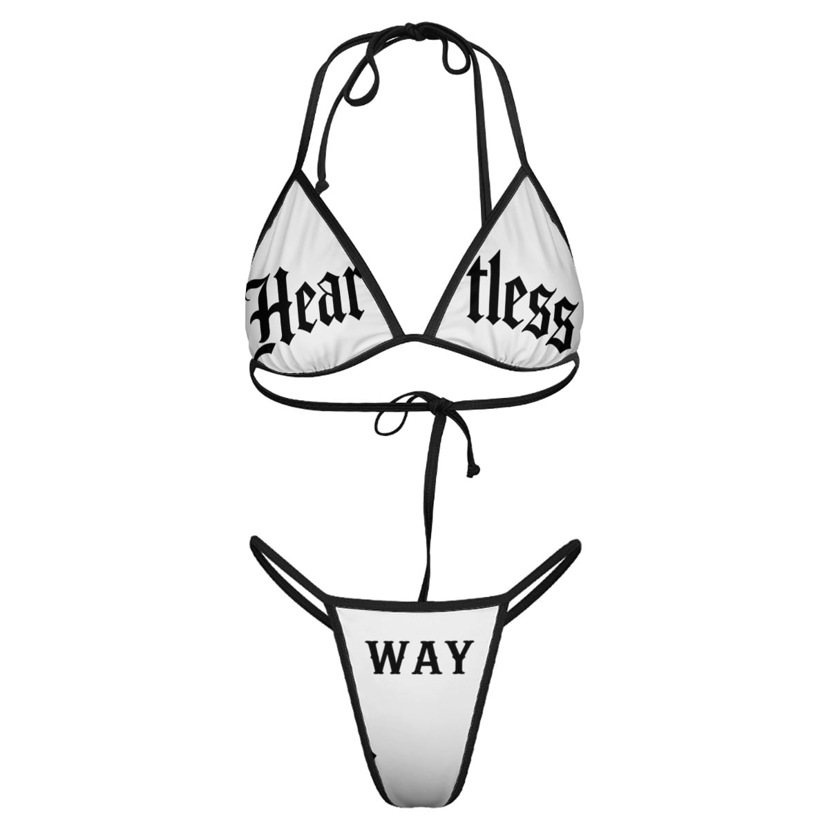 Premium explicit heartless Way print thong bikini